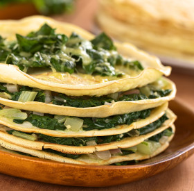 herzhafter Pfannkuchen mit Spinat